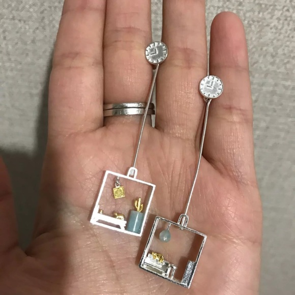 🎁 Artisan Handmade 925 Silver The Zechary Amazonite Shadow Box Earrings - Picture 7 of 8